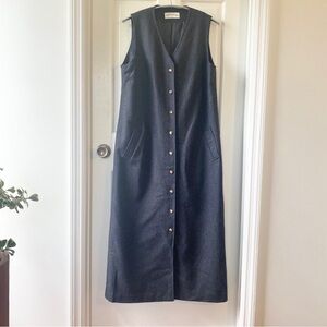 Vintage ORVIS Wool Button Front Sleeveless Maxi Dress 14 Lagenlook Minimalist